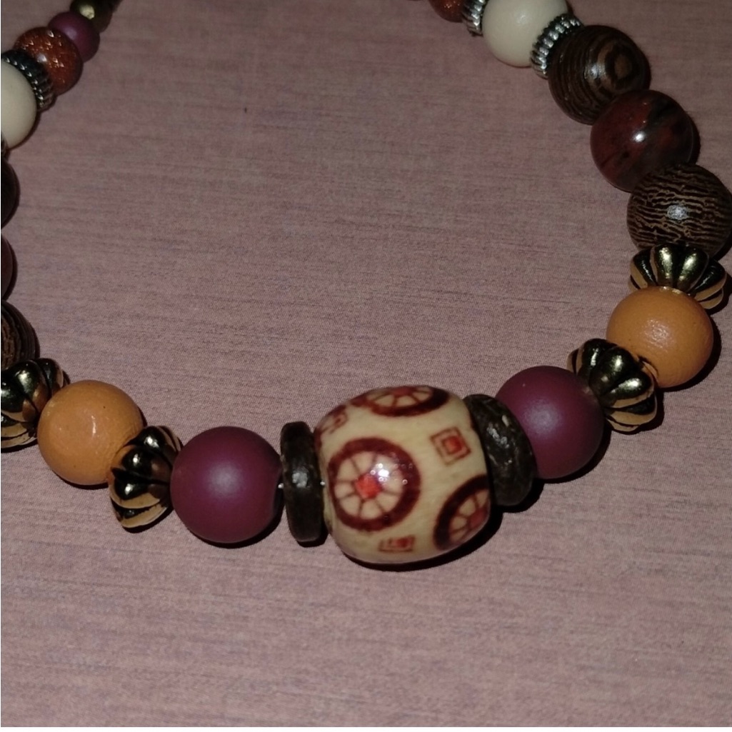 Bohemian Beaded Bracelet With Earthy Tones